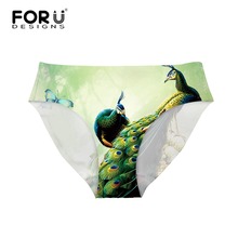 FORUDESIGNS-ropa interior Sexy con estampado de pavo real para mujer, lencería íntima sin costuras, bragas y Tangas para niña 2024 - compra barato