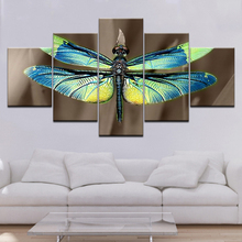 Papel tapiz de libélula de colores, 5 paneles, impresión HD, arte de pared, póster artístico Modular moderno, pintura para sala de estar, decoración del hogar 2024 - compra barato