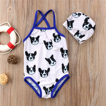 Summer Kids Baby Girl Boy Swimwear Matching One Piece Swimsuit Bulldog Swimming Shorts Hat Children One-Piece Suits Bathing Suit 2024 - buy cheap