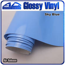 High Quality Sky Blue Glossy Car Wrap Sticker Film Foil With Air Bubble Free for Car Cover Color Change size :1.52*30m/roll 2024 - buy cheap