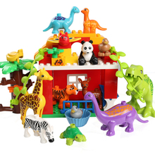 Conjunto de bonecos de animais, mais novo conjunto de blocos de construção de animais, zoológico, tamanho grande, dinossauro, leão, girafa, brinquedos de construção para crianças, presente 2024 - compre barato