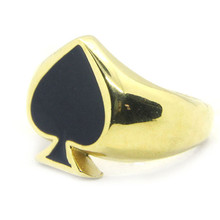 Support Dropship Newest Ace Of Spade Golden Ring 316L Stainless Steel Jewelry Golden Heart Ring 2024 - buy cheap