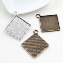 New Fashion 10pcs 20mm Inner Size Bronze Silver Plated Square Cabochon Base Setting Pendant,Fit  20mm Square Glass Cabochons 2024 - buy cheap