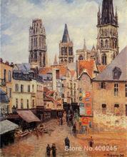 Canvas Art Reproduction Rue de l epicerie at Rouen on a Grey Morning Camille Pissarro Paintings  hand-painted High quality 2024 - buy cheap