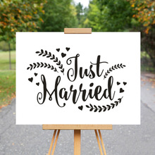 Just Married Vinyl Wall Decal Wedding Car Window Stickers Rustic Design With Hearts Wall Mural Reception Board Decor AZ312 2024 - buy cheap