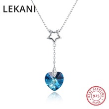 LEKANI Coração Romântico Colar de Pingente de Cristais De Swarovski Para As Mulheres Chic S925 Cadeia Colorido Contas de Prata Fine Jewelry 2024 - compre barato