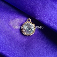 AA+ luxurious 30Pcs 14*17MM Round Glass Rhinestones + KC Gold Alloy Charms Jewelry Pendants 2024 - buy cheap