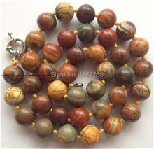 hot  new  Fashion Style diy Natural 10mm Multicolor Picasso chalcedony Round  Beads Necklace 18''   JT5183 2024 - buy cheap