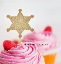 glitter SHERIFF BADGE cupcake toppers Birthday wedding bridal shower baby shower party foodpicks 2024 - buy cheap