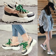 Tênis de couro feminino, sapatos casuais da moda coreana para mulheres, com plataforma baixa, em cores sólidas, rgb6 2024 - compre barato