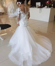 Vestido flores arábia vintage para casamento, vestido aplique de primeira comunhão com flores florais 3d branco marfim 2024 - compre barato