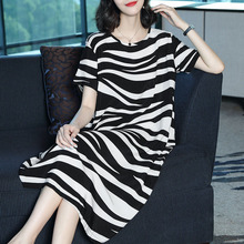 Women Fashion Summer Round Neck Short Sleeve Striped Dress A-Line Vestidos Causel Dress Streetwear Office Vintage Dress DF2483 2024 - buy cheap