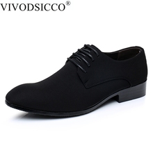 VIVODSICCO Men Oxfords Shoes Pointed Toe Suede Leather Lace-Up Men Dress Shoes Flats Black Fashion Nubuck Leather Wedding Shoe 2024 - buy cheap