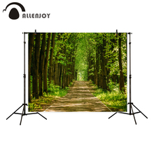 Allenjoy-par de fotografias para estúdio de fotografia, caminho, árvores verdes, floresta, bela, estacionamento de estrada, cenário de primavera, fotochamadas 2024 - compre barato