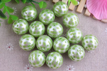 Latest 100pcs/lot 20mm chunky jewelry ivory Imitation Imitation pearl print green color gingham beads for kids jewelry making!! 2024 - buy cheap