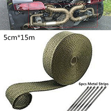 5cm*15m Auto Exhaust Heat Insulation Wrap Tape with 6pcs Metal Strips For Car Motorcycle Universal Car Accessories 2024 - buy cheap