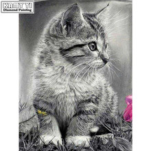 Pintura de diamante 5D DIY "gato adorable", bordado de diamantes de imitación cuadrados o redondos, cuadro para el hogar, XY1 2024 - compra barato