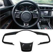 ABS Carbon fiber look Steering Wheel Decorative Frame Trim Car-styling For Jaguar XE XF F-Pace 2016 2017 2024 - buy cheap