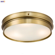 IWHD Round Glass Copper Ceiling Lights For Living Room Bedroom Kitchen American Vintage LED Ceiling Light Fixtures Plafondlamp 2024 - buy cheap