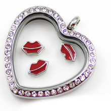 Free Shipping! 20PCS Red Mouth Floating Charms For Memory Glass Floating locket as Mom Lovers, Families gift 2024 - buy cheap