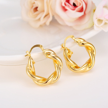 2pairs  Bridal Men Jewelry Gold  Brincos Top Quality Women Hoop Earrings yellow Wave Hollow Earrings 2024 - buy cheap