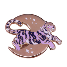 Celestial tiger enamel pin moon stars brooch cute animal badge clothes art decor gift for her 2024 - buy cheap