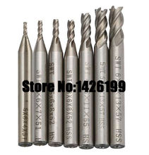 7Pcs End Mill HSS 2 Flutes 3 Flutes 4 Flutes 1.5mm-6mm Diameter Milling Cutter Straight Shank Router Bit Set CNC Tools 2024 - buy cheap