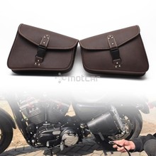 Brown Motorcycle Leather Saddle Bag Luggage Side Tool Bag Universak Fit for Honda Yamaha Suzuki Harley Sportster XL 883 XL1200 2024 - buy cheap