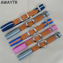 AWAYTR-cinturón elástico a rayas para niños, cinturón ajustable de lona de PU, cinturones para bebés, 12 colores 2024 - compra barato