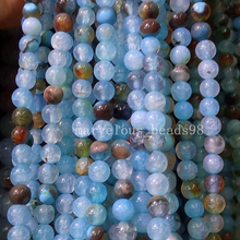Free Shipping Fashion Jewelry 4mm Smart Sky Blue Dragon Veins Carnelian Round Ball Loose Beads 15" G7066 2024 - buy cheap