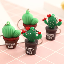 10pcs Cute Cactus Key chain Kawaii PVC Animal Car Keyring Ring Bag women Keychain Gifts 2024 - buy cheap