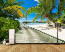 beibehang Custom wallpaper 3d mural photo decoration painting sea view promenade green road 3d landscape background wall 2024 - buy cheap