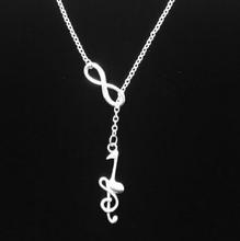 Infinity lariat Musical Notes Necklace  Vintage Silver Collar Charm Choker Necklaces Pendant For Women Fashion Jewelry 2024 - buy cheap