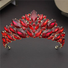 Headbands Bride Crown Tiara for Women Wedding Accessories Peacock Red Crystal Diadem Prom Princess Crown Queen Hair Jewelry 2024 - buy cheap