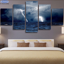 5pcs/set diy diamond Paintings mosaic Sea Waves Storm Lightning Ocean cross stitch wall sticker 3d diamond embroidery scenery 2024 - buy cheap