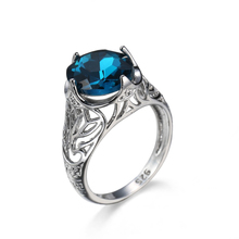 Женское Винтажное кольцо с синим кристаллом и фианитом, серебряного цвета 2024 - купить недорого