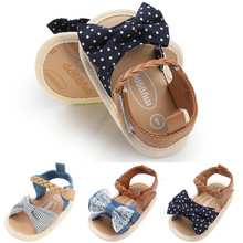 Newborn Kids Baby Girl Leather Princess Bowknot Sandals Girls Polka Dot Striped Lace Soft Crib Shoes Toddler Prewalker Sandals 2024 - buy cheap