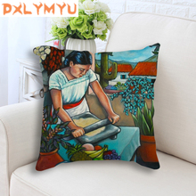 Retro Picture Linen Cotton Blend Pillow Case Home Square Pillow Case Life Style Decorative Pillowcases 45x45 cm 2024 - buy cheap