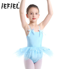 Iequel-vestido de baile para niñas, leotardo de Ballet y gimnasia con tirantes finos y pajaritas, tutú, bailarina 2024 - compra barato