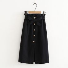 School Skirt Summer Autumn Skirts Midi Knee Length High Waist Button Skirt Elegant Female Skirt 2024 - buy cheap