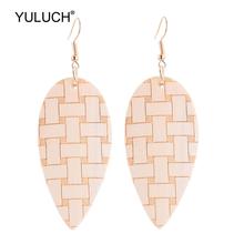 YULUCH Fashion Women Wooden Leaf Printed Bamboo Drop Earrings 2019 New Design Handmade Statement Earrings For Women Party Gifts 2024 - compre barato