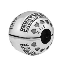 Подходит для браслетов Pandora Charms, фирменные бусины с сердечками, 100% 925 пробы, серебряные ювелирные изделия, бесплатная доставка 2024 - купить недорого