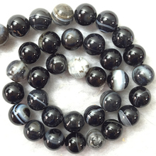 Fashion white black stripe onyx round carnelian agat 6mm 8mm 10mm 12mm high quality stone loose beads jewels making 15inch BV213 2024 - buy cheap