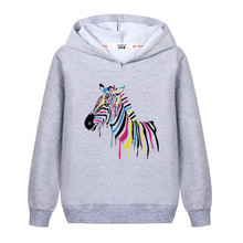 Crianças pintura a óleo animal colorido zebra cavalo pulôver hoodies unicórnio rosa camisola de manga longa algodão topos para meninos meninas 2024 - compre barato