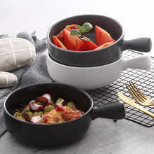 Japanese Style Ceramic Bowl Baking Oven Bowl with Handle Baking Dish Plate Salad Noodle Soup Bowl Breakfast Fruit Dish Tableware 2024 - buy cheap