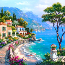 5D DIY diamond embroidery landscape seaside town diamond painting Cross Stitch full square,Round Rhinestone mosaic decoration YC 2024 - buy cheap