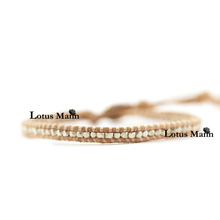 Lotus mann 925 sterling silver natural bege malha pulseira 2024 - compre barato