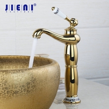 Jieni-torneira ouro de cerâmica com único punho, bico de latão, 2 mangueira, pia, misturador de água 2024 - compre barato