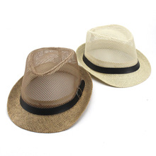 Летняя мужская и женская кепка в стиле джаз, фетровая шляпа, Соломенная Панама, кепка для улицы, пляжа, солнца, сетчатая шляпа, дышащая, для взрослых, британский стиль 2024 - купить недорого