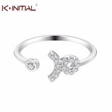 Kinitial 1Pcs New Constellation Zodiac Silver Color Opening Female Ring Jewelry Fashion Finger Adjustable Zircon Taurus Ring 2024 - buy cheap